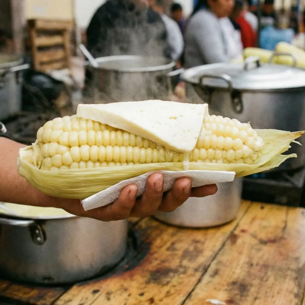 Comida Callejera Peruana Choclo con queso